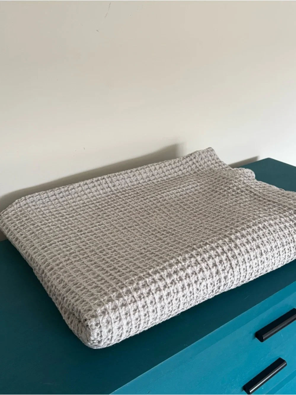 West Elm Waffle Weave Shower Curtain - Light Gray - Picture 3 of 6